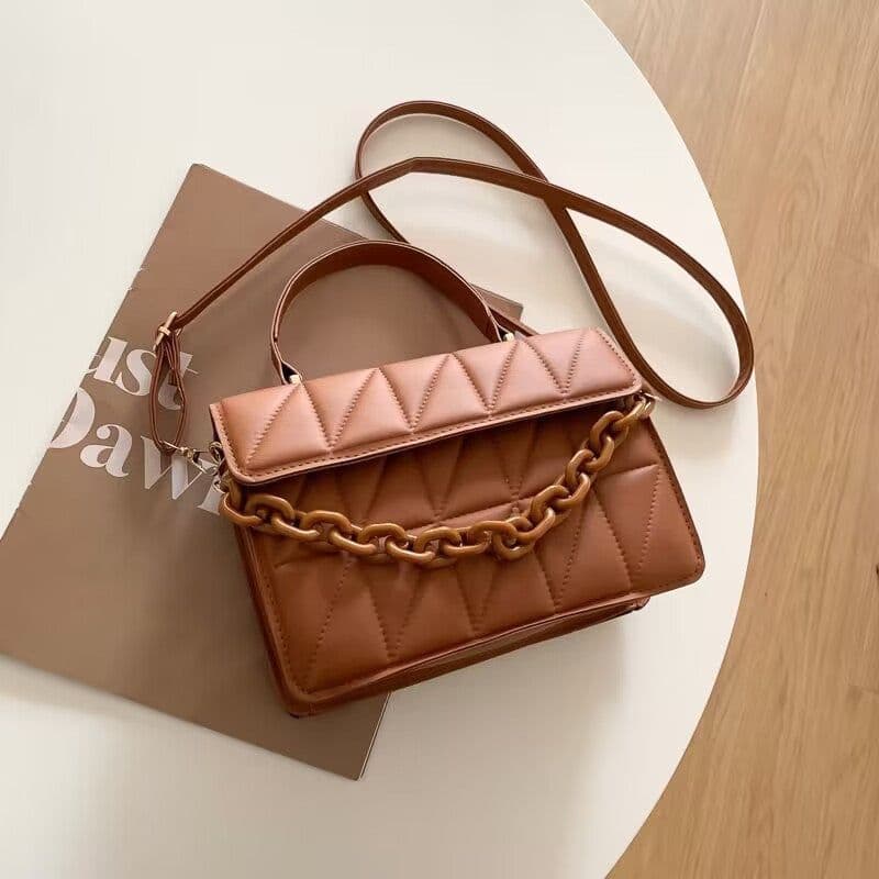 image-Trendy Simple Textured Shoulder Messenger Bag