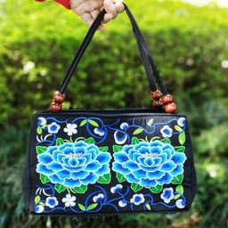 image-Women's Ethnic Style Double Sided Embroidery Handbag