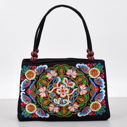 image-Women's Ethnic Style Double Sided Embroidery Handbag