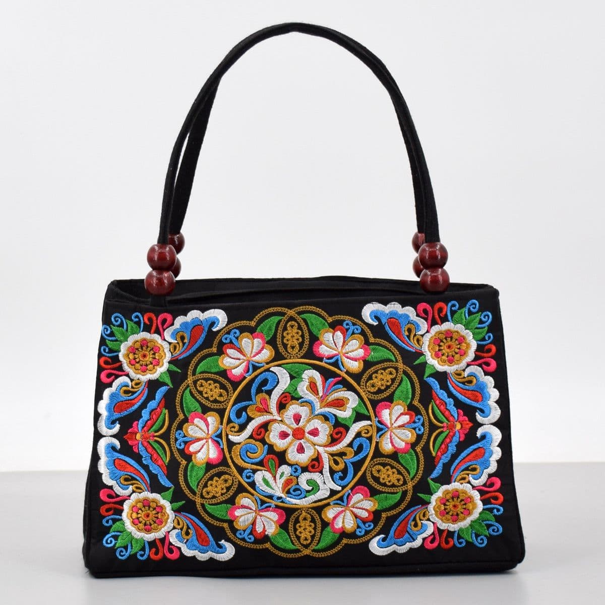 image-Women's Ethnic Style Double Sided Embroidery Handbag
