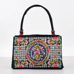image-Women's Ethnic Style Double Sided Embroidery Handbag
