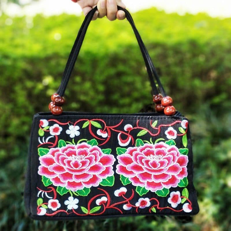 image-Women's Ethnic Style Double Sided Embroidery Handbag
