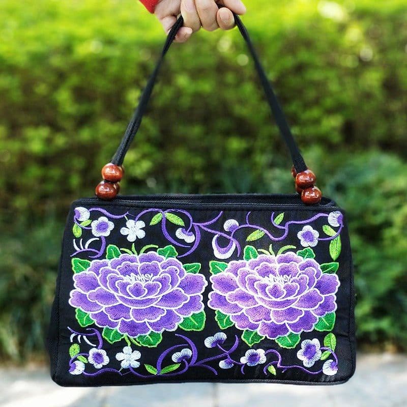 image-Women's Ethnic Style Double Sided Embroidery Handbag