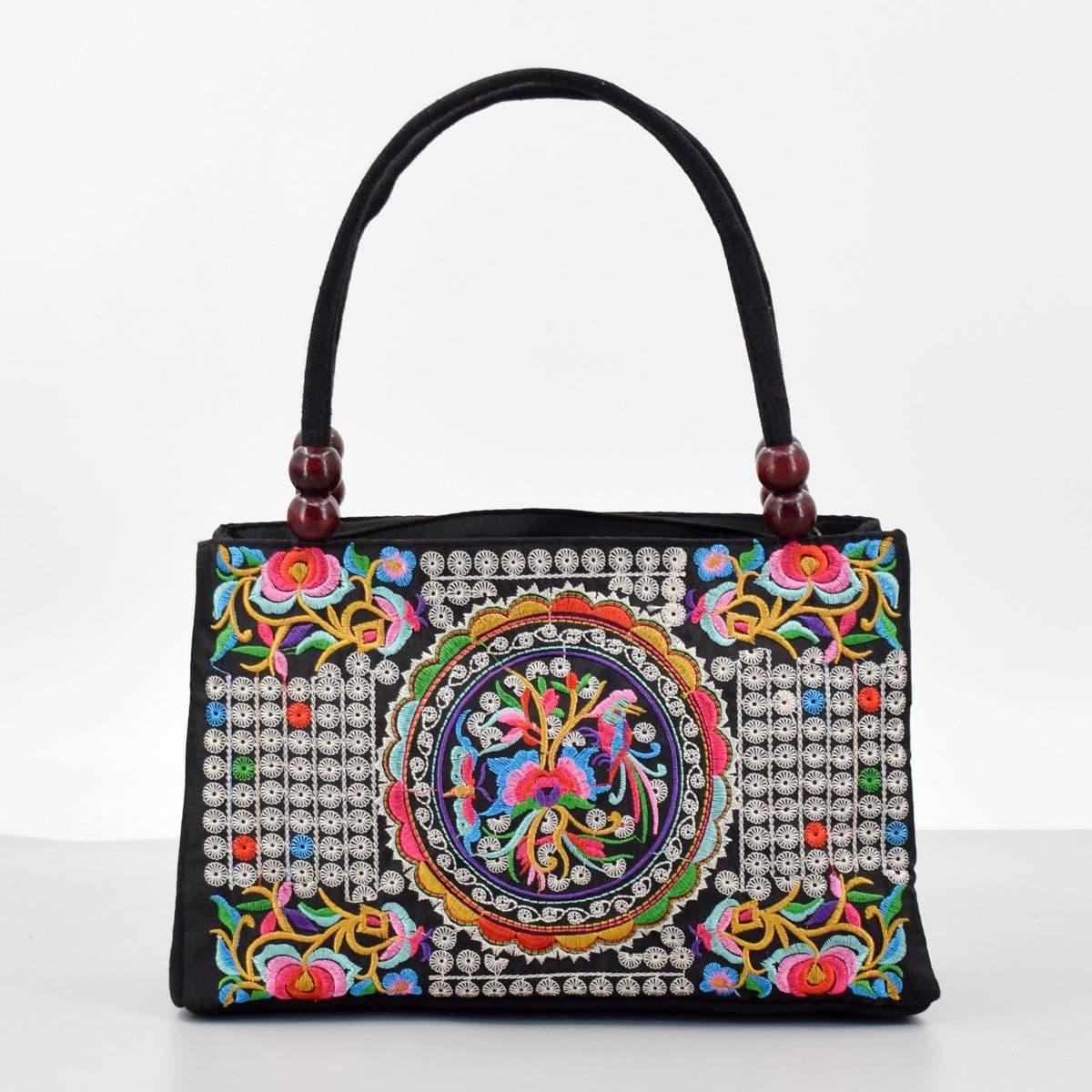 image-Women's Ethnic Style Double Sided Embroidery Handbag
