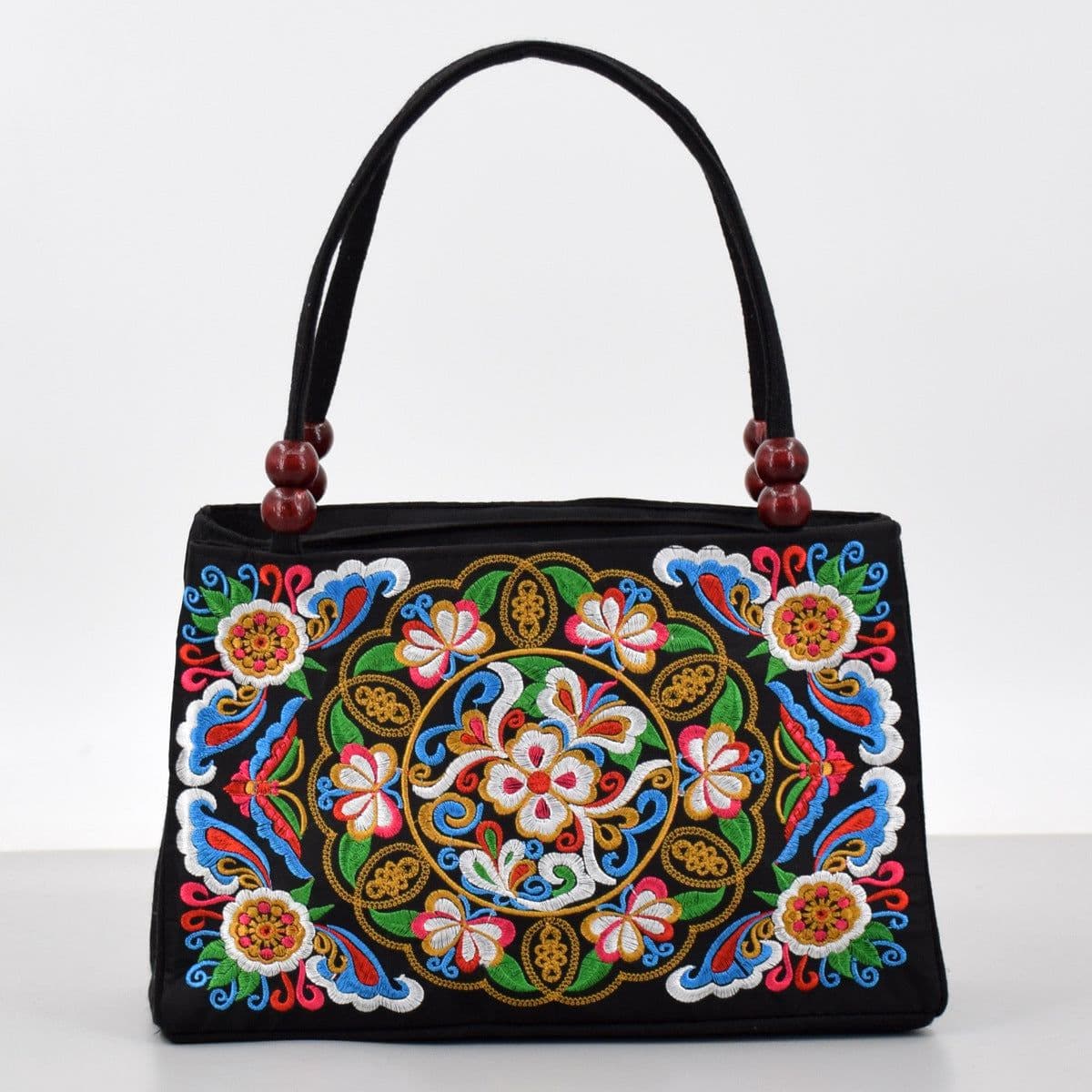 image-Women's Ethnic Style Double Sided Embroidery Handbag