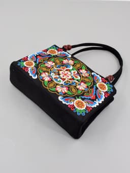 image-Women's Ethnic Style Double Sided Embroidery Handbag