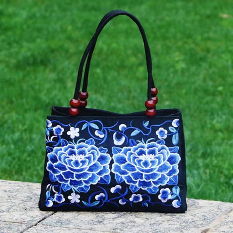 image-Women's Ethnic Style Double Sided Embroidery Handbag