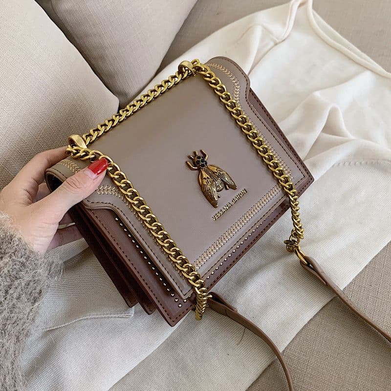 image-Summer New Chain Retro Bee Shoulder Portable Messenger Bag
