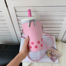 image-Milk Tea Personalized Small Bags Women's New Fashion Messenger Phone Bag Cute Girl Bucket Backpack
