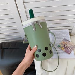 image-Milk Tea Personalized Small Bags Women's New Fashion Messenger Phone Bag Cute Girl Bucket Backpack