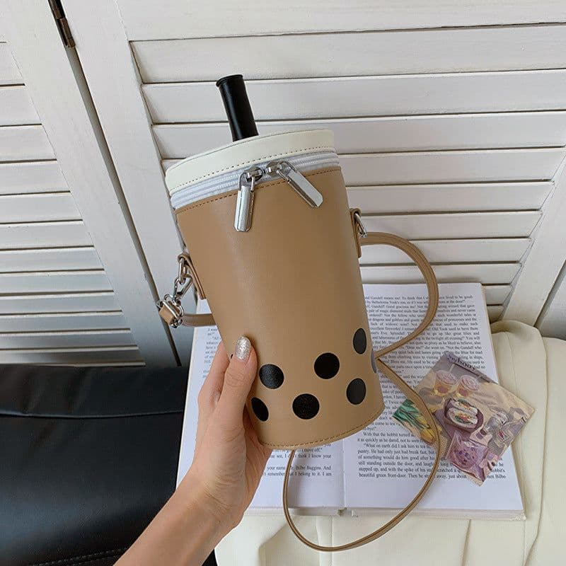image-Milk Tea Personalized Small Bags Women's New Fashion Messenger Phone Bag Cute Girl Bucket Backpack