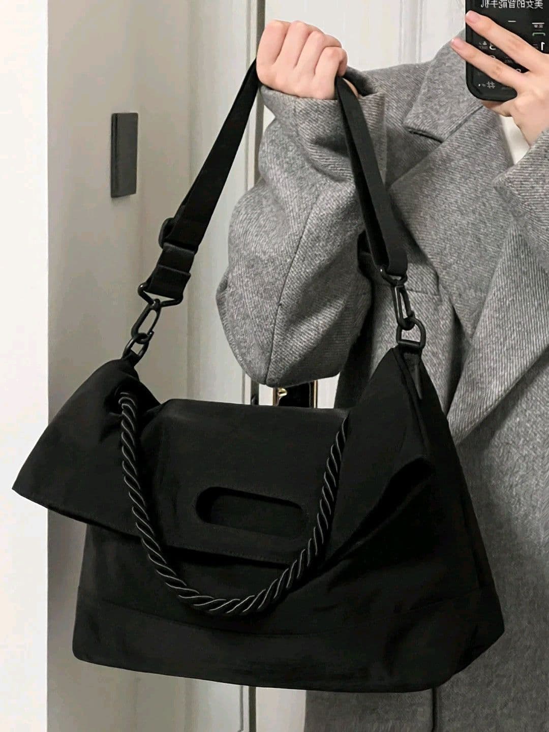 image-Nylon One-shoulder Crossbody Messenger Bag New College Students Class Large Capacity Totes