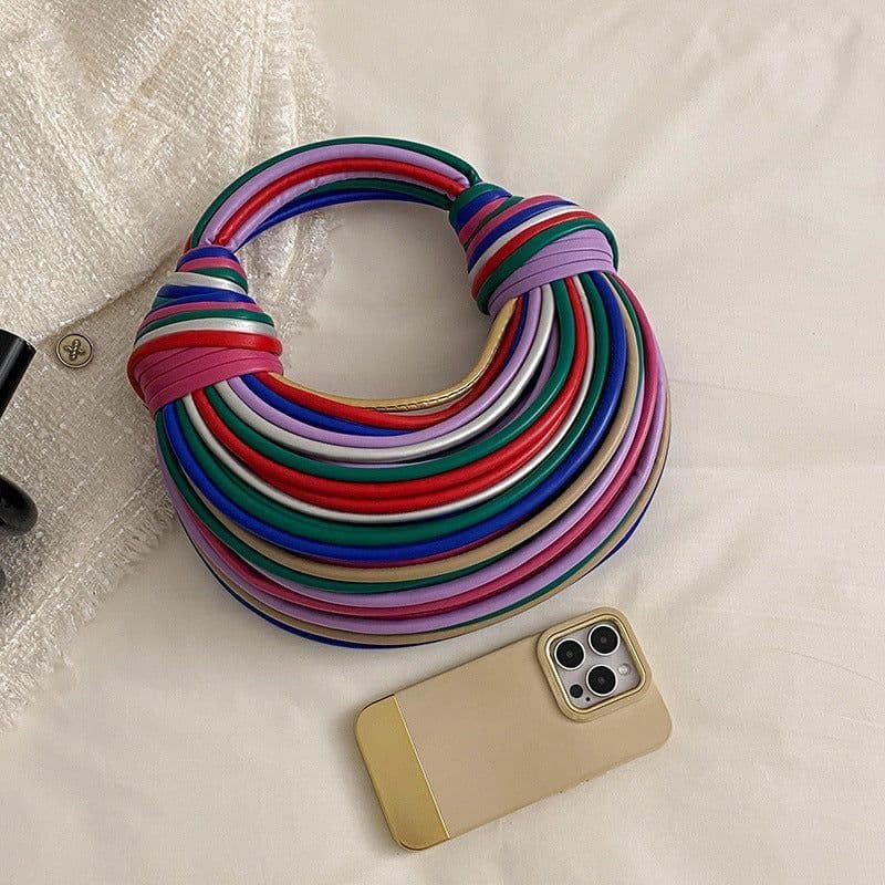 image-Personalized Noodle Weaving Fashion Candy Color Ladies Hand Bag