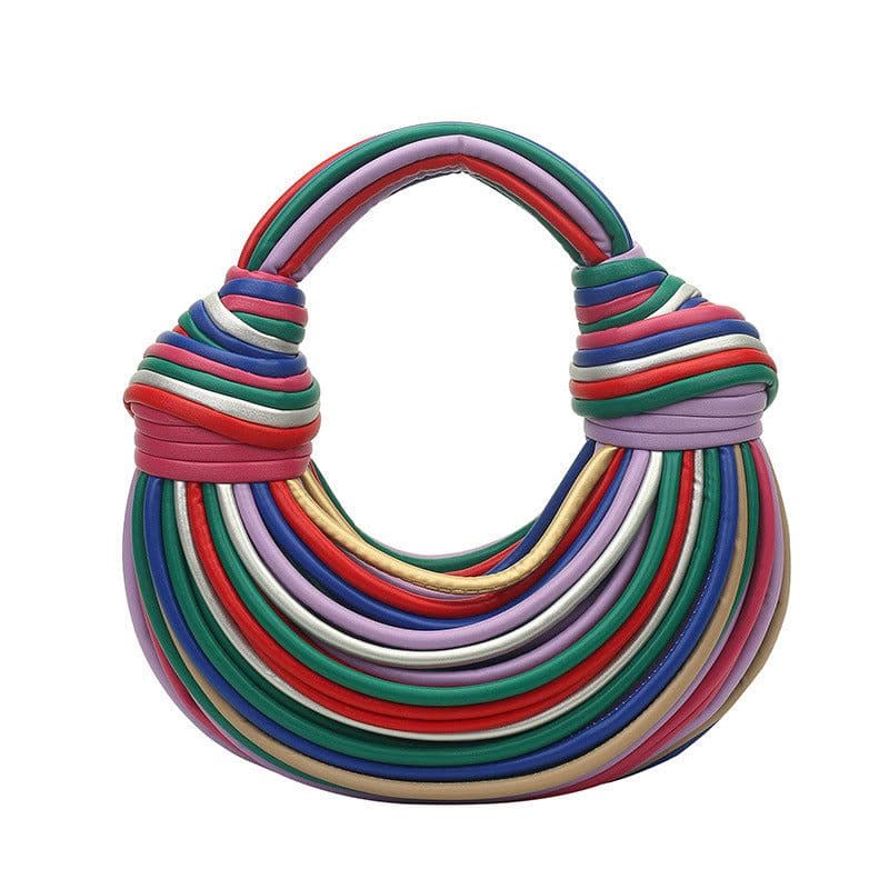 image-Personalized Noodle Weaving Fashion Candy Color Ladies Hand Bag