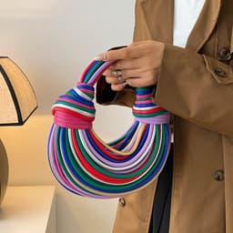 image-Personalized Noodle Weaving Fashion Candy Color Ladies Hand Bag