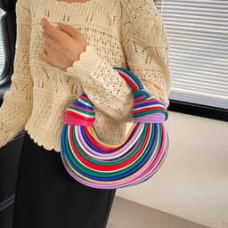 image-Personalized Noodle Weaving Fashion Candy Color Ladies Hand Bag