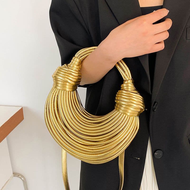 image-Instafamous Metal Noodles Underarm Bag Fashion Shiny Surface