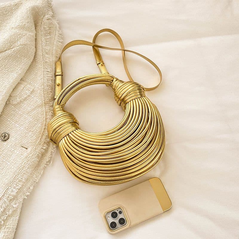 image-Instafamous Metal Noodles Underarm Bag Fashion Shiny Surface