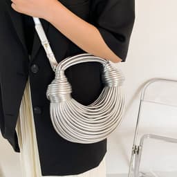 image-Instafamous Metal Noodles Underarm Bag Fashion Shiny Surface
