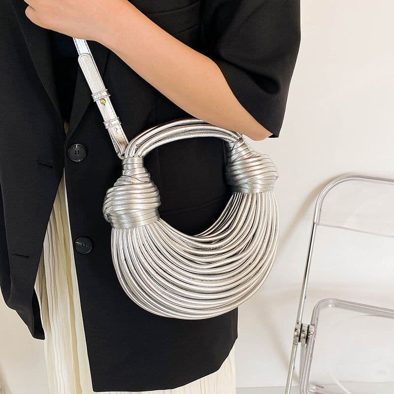 image-Instafamous Metal Noodles Underarm Bag Fashion Shiny Surface