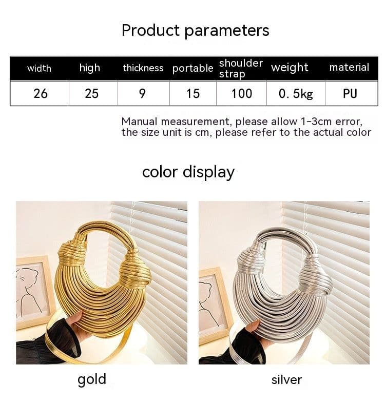 image-Instafamous Metal Noodles Underarm Bag Fashion Shiny Surface