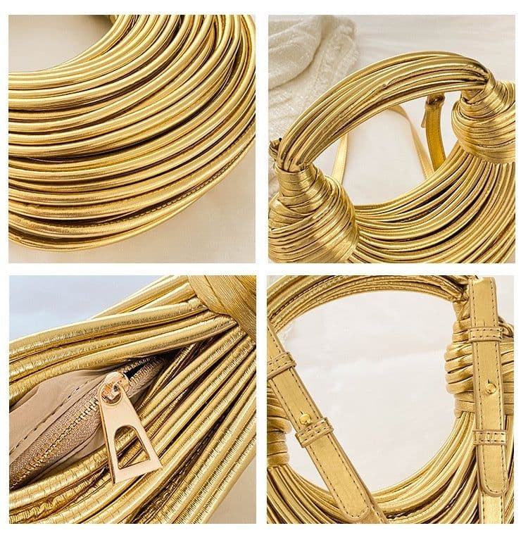 image-Instafamous Metal Noodles Underarm Bag Fashion Shiny Surface
