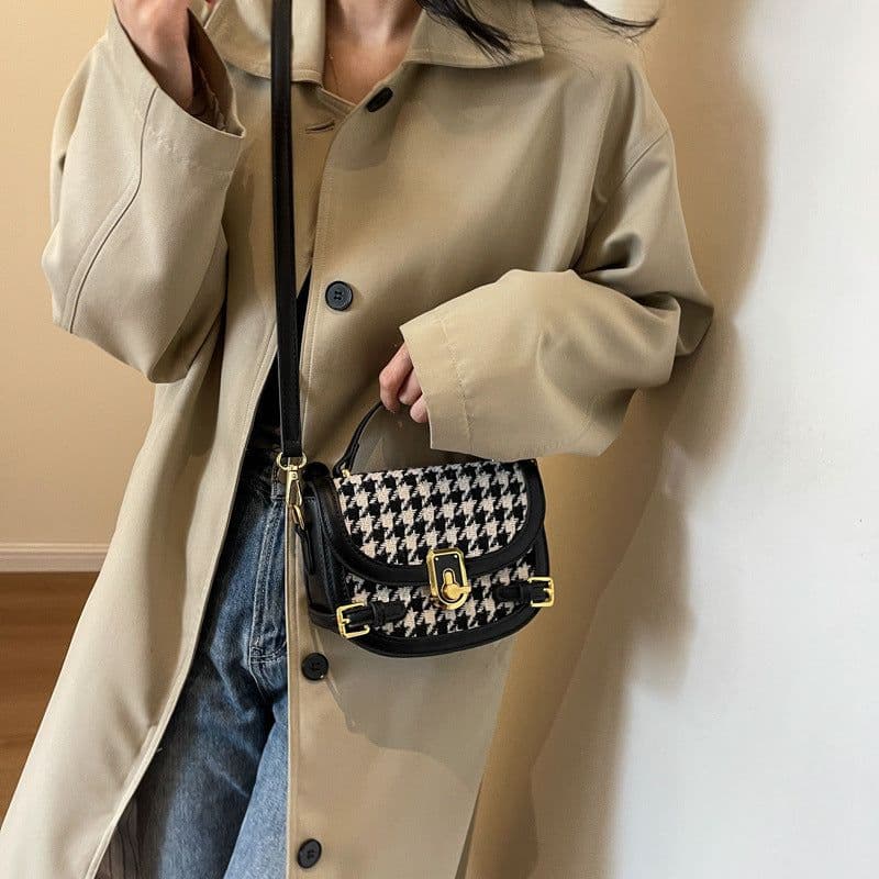 image-Women's Fashion All-match Houndstooth Shoulder Bag
