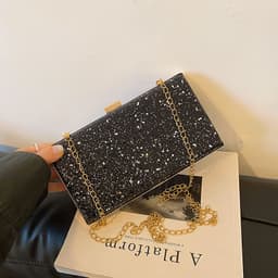 image-Dinner Party Autumn And Winter Personalized Chain One Shoulder Crossbody Portable Women Sequins Box Bag