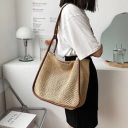image-Trendy Women's Bags Fashion Large Capacity Contrast Color