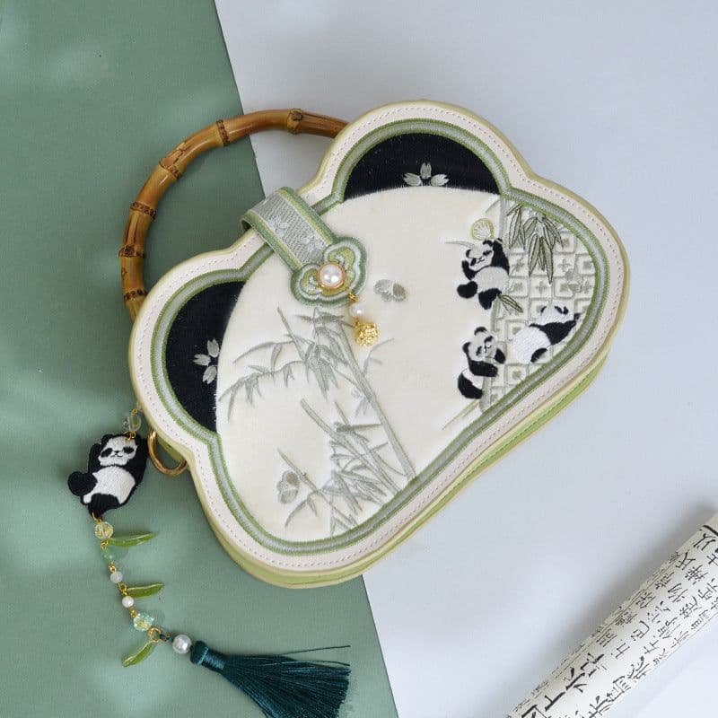 image-Panda Embroidered Han Chinese Clothing Crossbody Bag