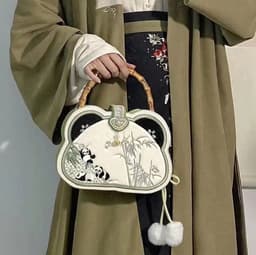 image-Panda Embroidered Han Chinese Clothing Crossbody Bag