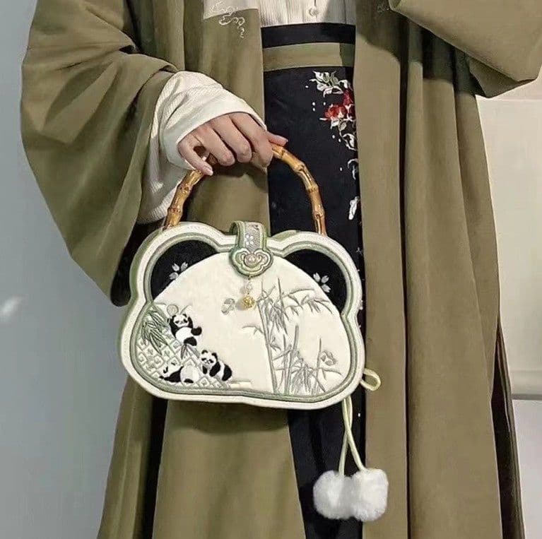 image-Panda Embroidered Han Chinese Clothing Crossbody Bag