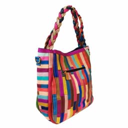 image-Women's Fashion Stitching Diamond Plaid Blype Shoulder Messenger Bag