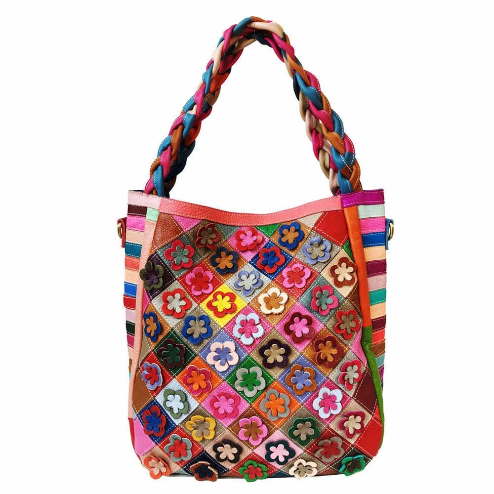 image-Women's Fashion Stitching Diamond Plaid Blype Shoulder Messenger Bag