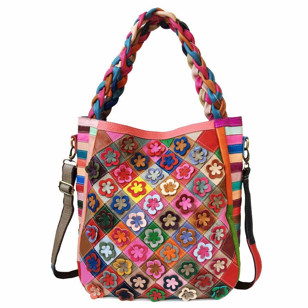 image-Women's Fashion Stitching Diamond Plaid Blype Shoulder Messenger Bag