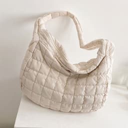 image-Single Shoulder Crossbody Autumn And Winter New Plaid Down Tote Bag