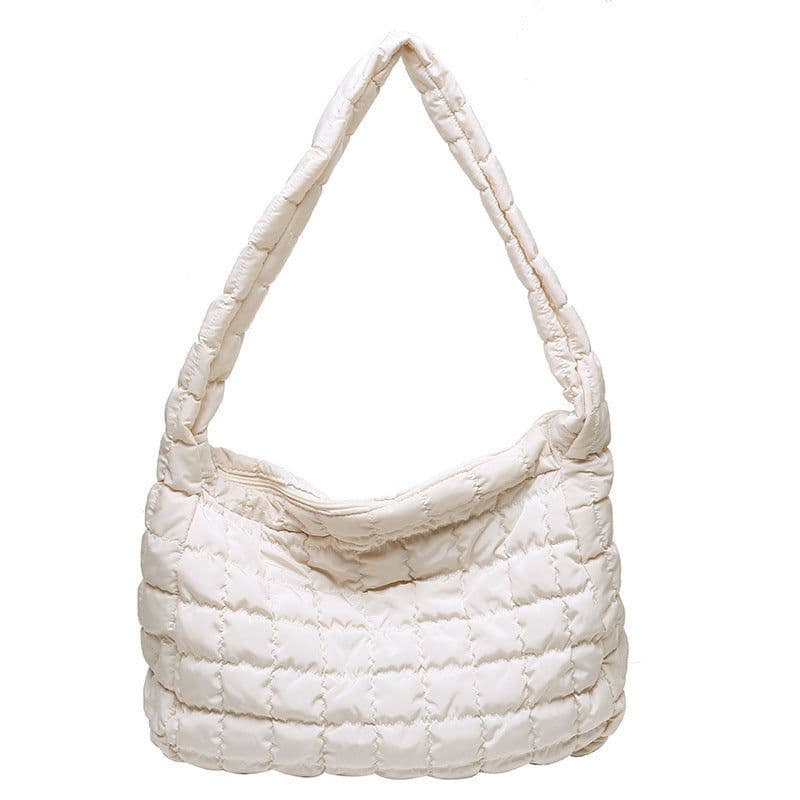 image-Single Shoulder Crossbody Autumn And Winter New Plaid Down Tote Bag