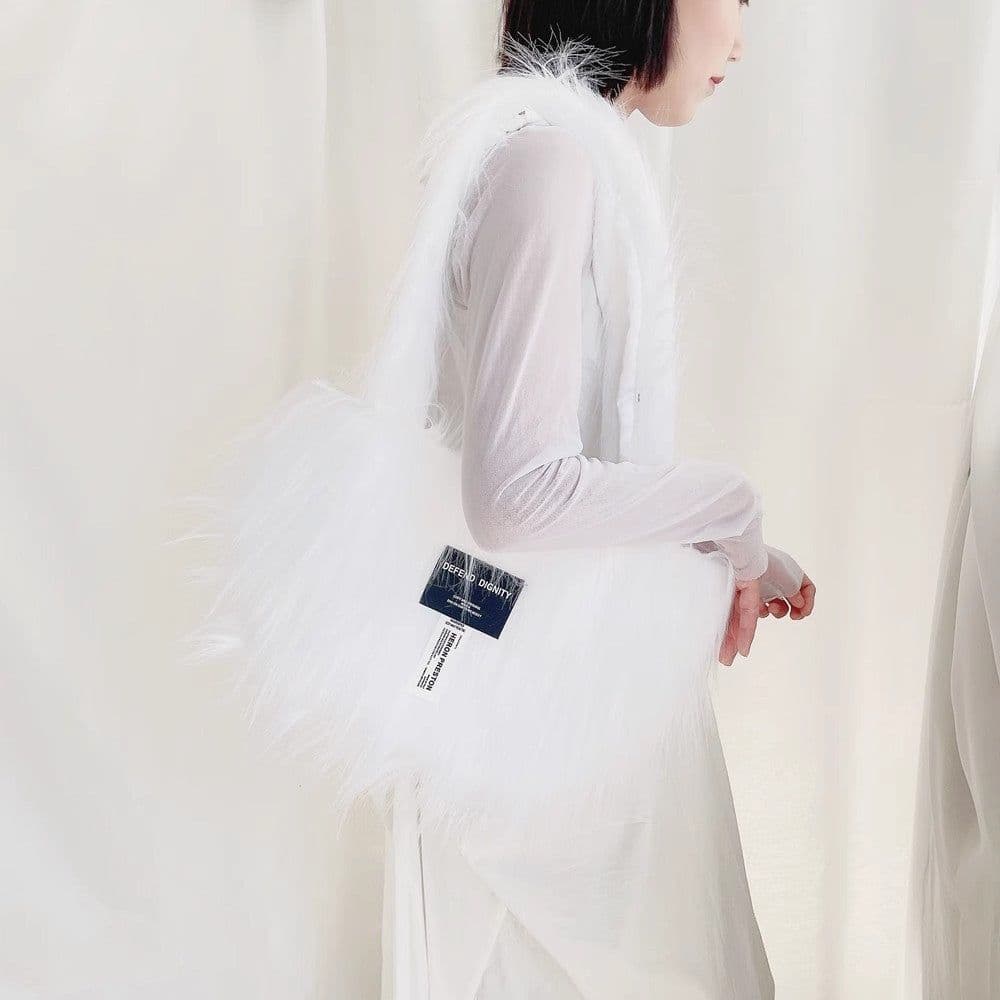 image-Women's Fashion Solid Color Long Hair Large Capacity Shoulder Bag