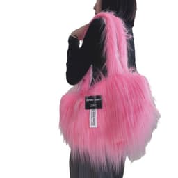 image-Women's Fashion Solid Color Long Hair Large Capacity Shoulder Bag