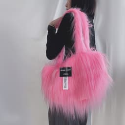 image-Women's Fashion Solid Color Long Hair Large Capacity Shoulder Bag