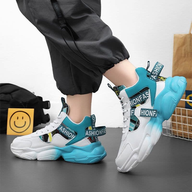 image-Men's High-top Sports Shoes New Fashion Colorblock Lace-up Casual Sneakers Breathable Versatile Running Basketball Trainers Shoes