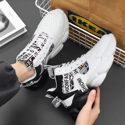 image-Men's High-top Sports Shoes New Fashion Colorblock Lace-up Casual Sneakers Breathable Versatile Running Basketball Trainers Shoes