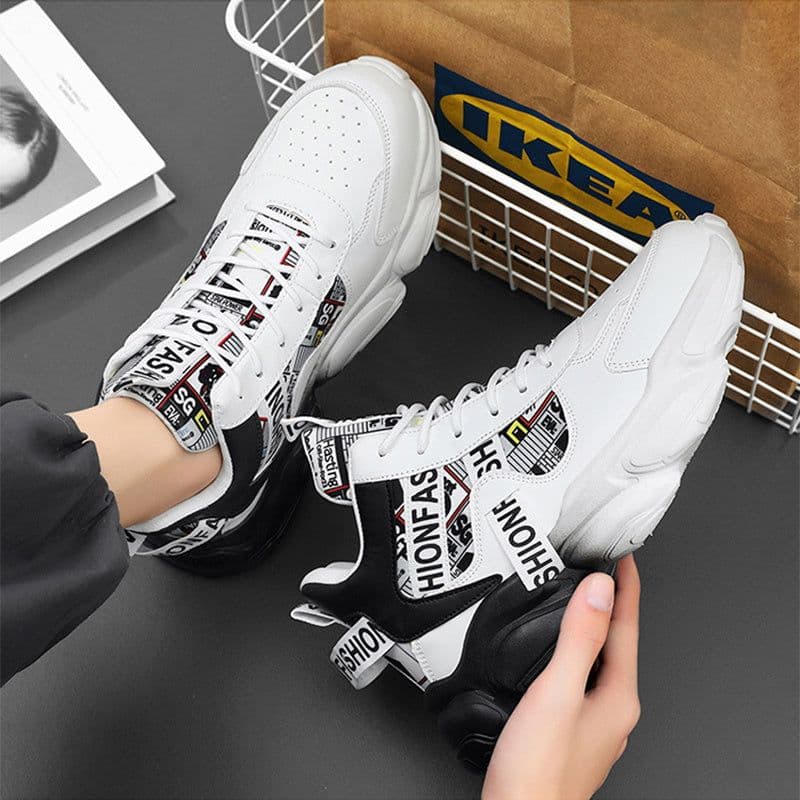 image-Men's High-top Sports Shoes New Fashion Colorblock Lace-up Casual Sneakers Breathable Versatile Running Basketball Trainers Shoes