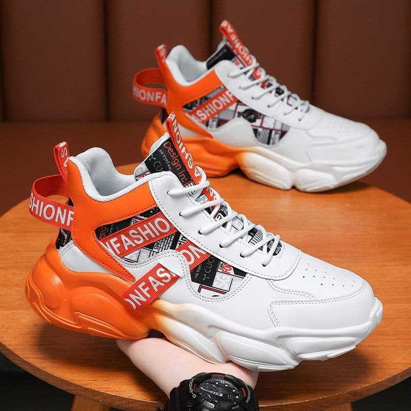 image-Men's High-top Sports Shoes New Fashion Colorblock Lace-up Casual Sneakers Breathable Versatile Running Basketball Trainers Shoes
