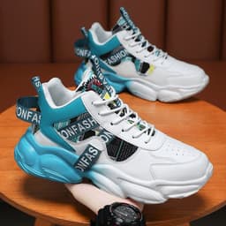 image-Men's High-top Sports Shoes New Fashion Colorblock Lace-up Casual Sneakers Breathable Versatile Running Basketball Trainers Shoes