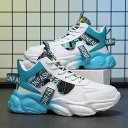 image-Men's High-top Sports Shoes New Fashion Colorblock Lace-up Casual Sneakers Breathable Versatile Running Basketball Trainers Shoes