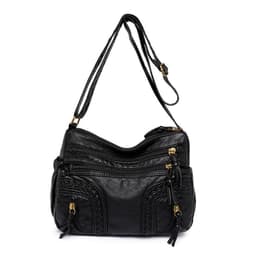 image-Women's Retro Fashionable Washed Leather Woven Shoulder Messenger Bag