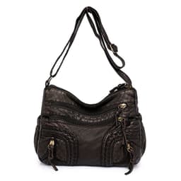 image-Women's Retro Fashionable Washed Leather Woven Shoulder Messenger Bag