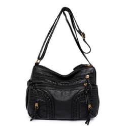 image-Women's Retro Fashionable Washed Leather Woven Shoulder Messenger Bag
