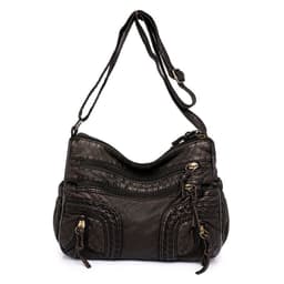 image-Women's Retro Fashionable Washed Leather Woven Shoulder Messenger Bag